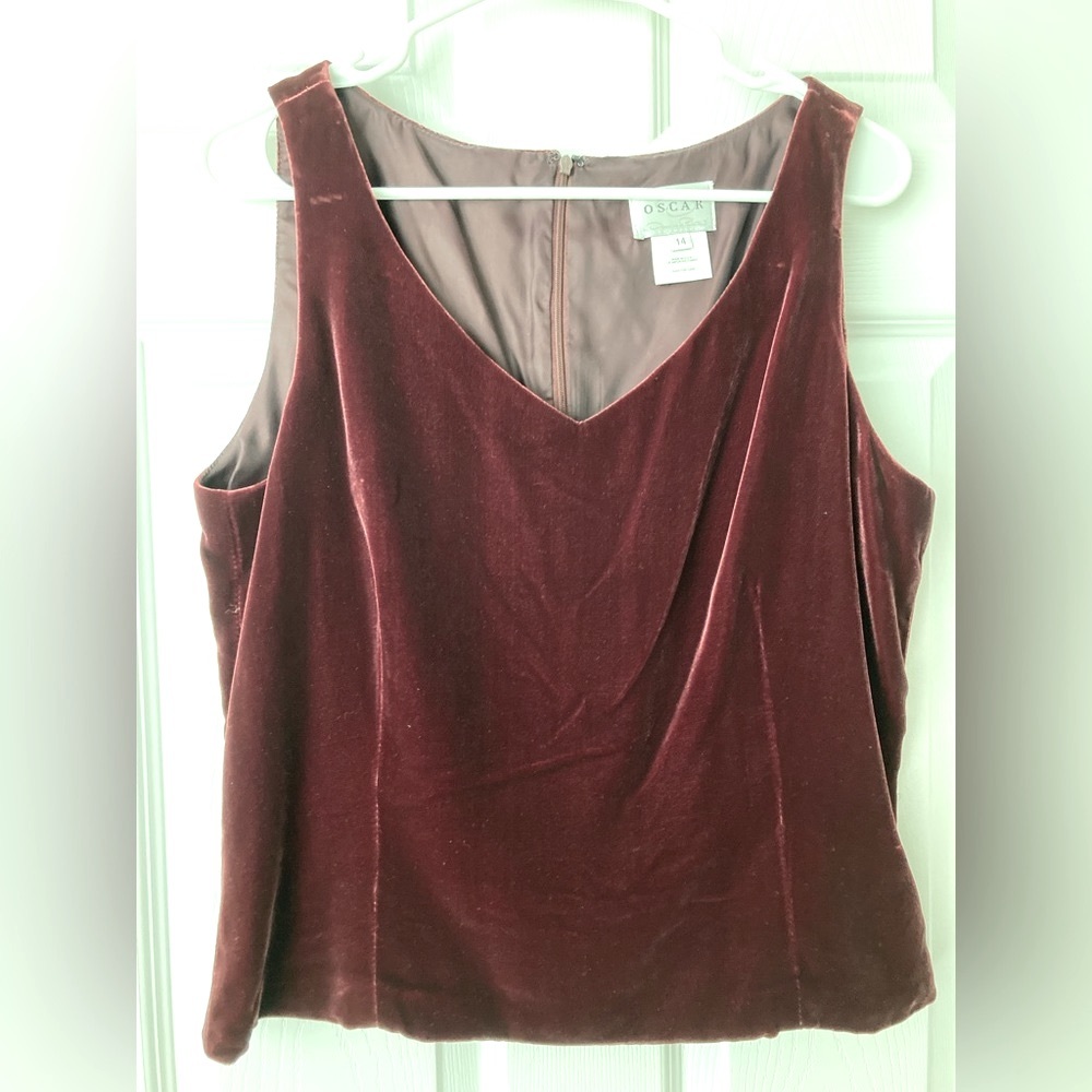 Oscar by Oscar de la Renta wine velvet tank top, sz 14.  Never worn but no tags. - Picture 3 of 5